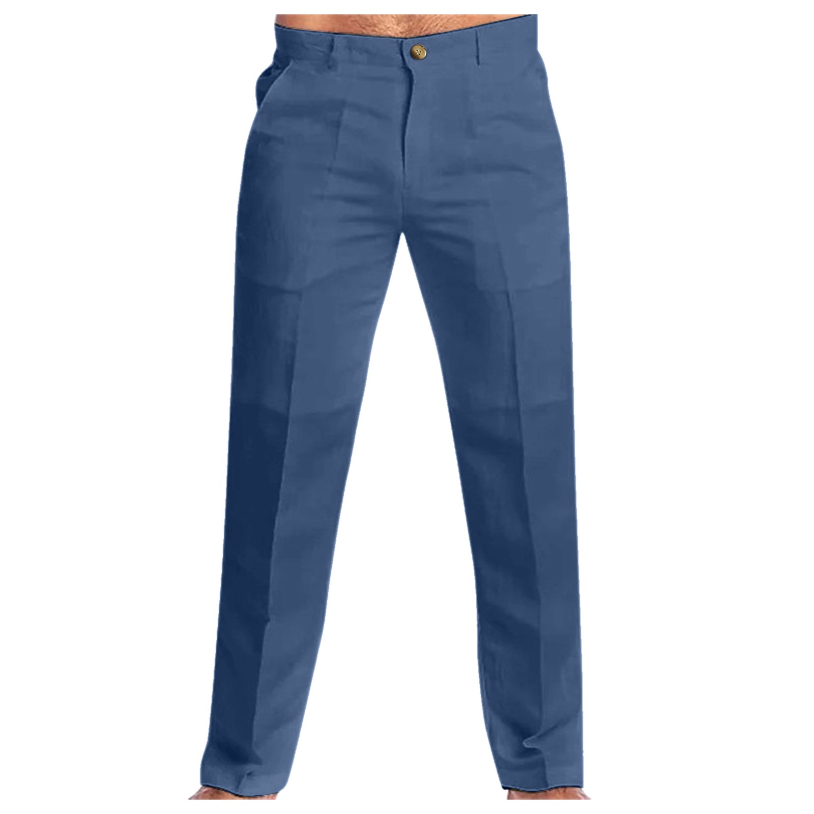 thumbnail image 2 of Pantalones de playa holgados de talla grande para hombre, de color liso, para todas las estaciones: pantalones casuales de lino con bolsillos, 2 of 6